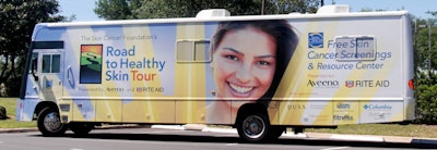 The 38-foot RV has been customized with a waiting area and two exam rooms.