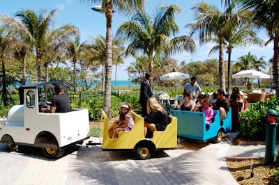 A-Kid's Party Express offered rides along the boardwalk and beach in its three-car train.