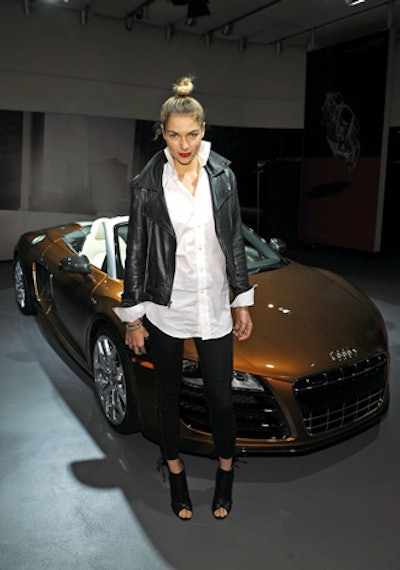 Model Jessica Hart was among the higher profile attendees, and stopped to pose in front of the Audi R8 Spyder.