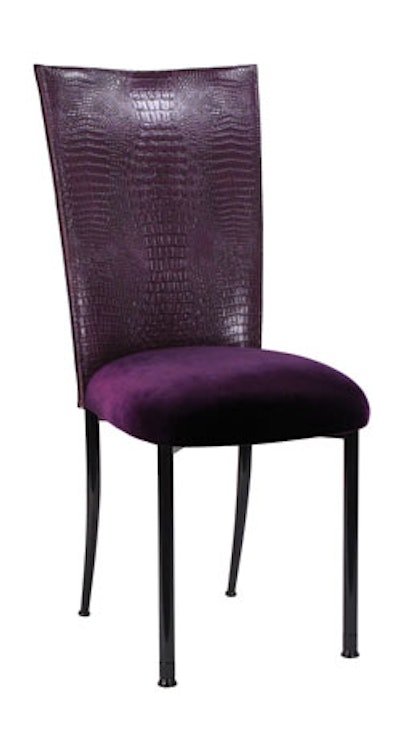 Chameleon has a new collection of faux crocodile chair covers in colors like bold purple.