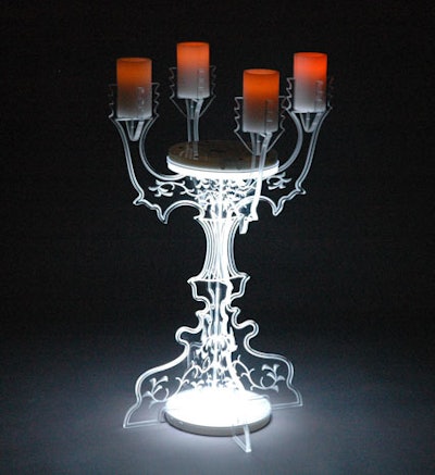 Kool is offering a new collection of acrylic candelabra.