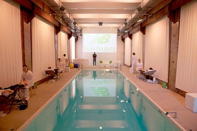 Around the venue's indoor pool, editors received head, foot, and shoulder massages from Spa Chicks On the Go.