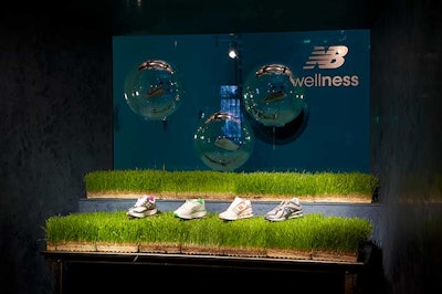 New Balance's Rock&Tone and TrueBalance sneakers were displayed on faux grass throughout the house.