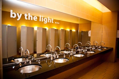 Laurel Woodcock's 'Moon Shine' installation featured vinyl decals on the mirrors in the men's and women's restrooms.