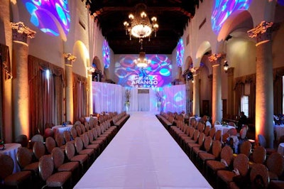 Unforgettable Events used colorful gobos to incorporate the tropical theme in the ballroom.