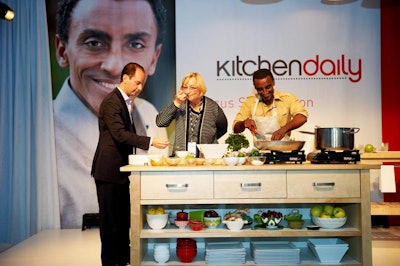 Chef Marcus Samuelsson, who works with AOL food blog KitchenDaily, treated guests to a cooking demonstration.