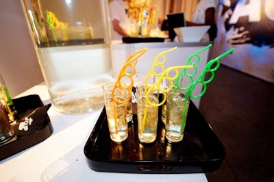 AOL played off of the different colored logos throughout the space with multicolored straws in some of the cocktails.
