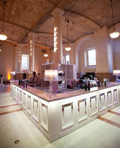 PBD Events supplied the V.I.P. reception's mirrored white bar in the library's Popular Reading Room.