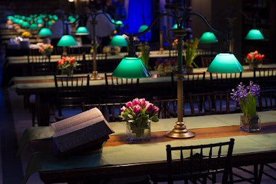 Andrew Anderson of Ilex Designs created the centerpieces on dozens of tables in Bates Hall.