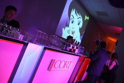 Cort Event Furnishings provided the after-party's glowing bars, while projections of Japanese-related images and programs streamed on the walls.