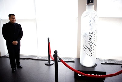 Chopin vodka brought in a seven-foot-tall bottle, which has appeared at events in various markets and is adorned with celebrity autographs.