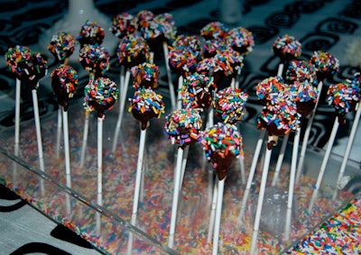 Mena Catering's dessert bar in the vault had many bite-sized treats, like Reese's peanut butter cup lollipops.
