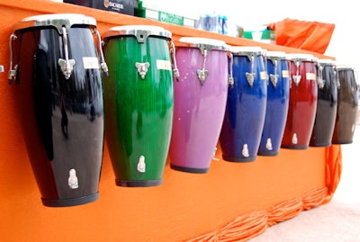 Bongos decorated the bar at the cocktail reception in Bayfront Park.