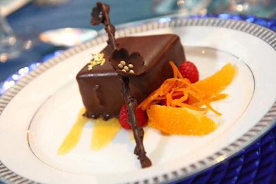 Occasions Caterers served a chocolate and orange parfait for dessert.