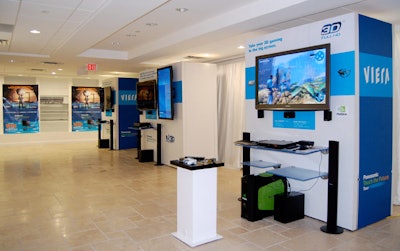 The pop-up store had multiple kiosks showcasing the company's 3-D equipped TVs, as well as gaming stations and other new products for 2010.