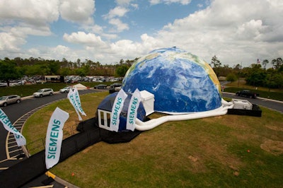 The dome measures 70 feet in diameter and 35 feet tall at the center.