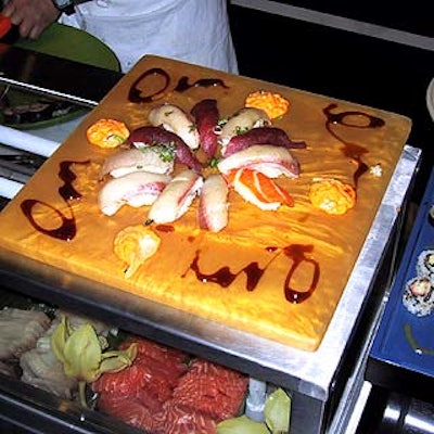 Blue Fin served an assortment of sushi at a few large sushi stations.
