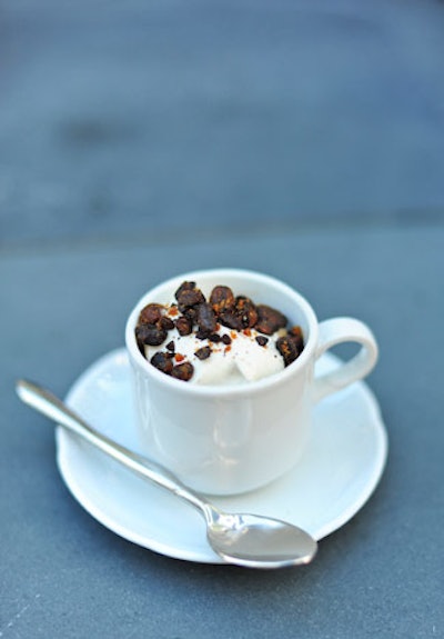 Pastry chef Hedy Goldsmith from Michael's Genuine Food and drink served Nespresso bittersweet-chocolate-toffee bread pudding.