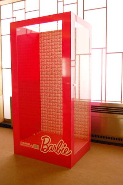 Guests could pose for photos inside a pink Barbie box supplied by event sponsor Mattel.
