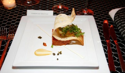 The second course was tomato tartare.