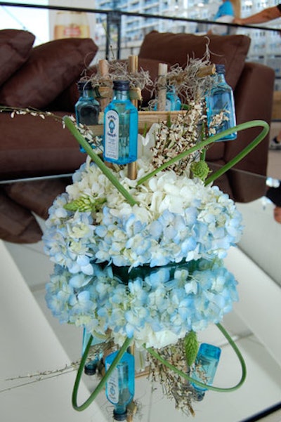 Bombay Sapphire incorporated its bottles into the floral arrangements on the table in its V.I.P. suite in the spectator tent.
