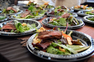 On Friday, China Grill served a steak and tomato salad with chili oil dressing.