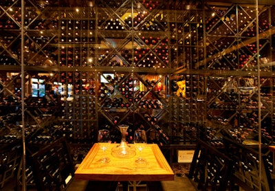 The restaurant's wine tower consists of about 1,500 bottles.