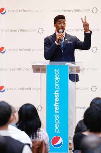 Musician Fonzworth Bentley spoke at several of the tour's stops, including one in New York.