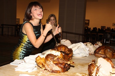 Other guests were eager to carve their meat for themselves.