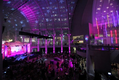 After the cocktail and dining reception, guests made their way into the atrium, which featured stars and hot-air balloon projections on the ceiling and walls.