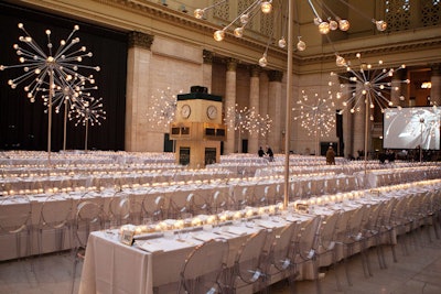 So-called Sputnik chandeliers illuminated Union Station.