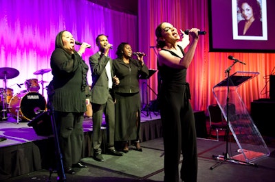 Broadway and TV star Jasmine Guy sang 'His Eye is on the Sparrow,' backed by members of the Boston Pops Gospel Choir.