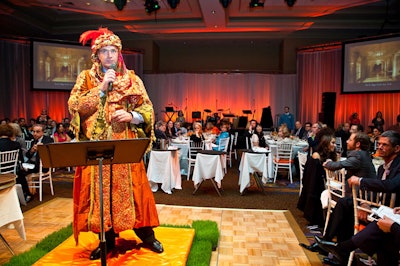 Huntington Theatre Company board president Bill McQuillan rallied the crowd during the live auction as the evening's 'Auctioneer Extraordinaire'.