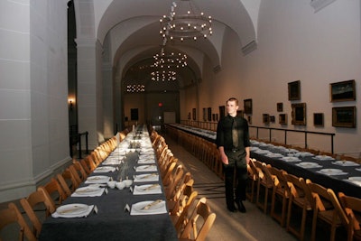 Guests ate at tables that spanned the length of the museum's Beaux Arts Court.