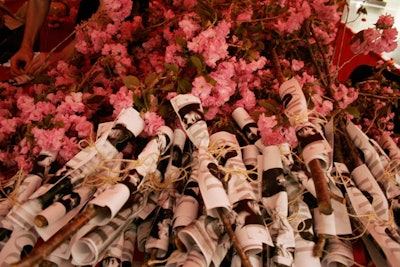Souvenirs included flowering branches that many guests carried around during the after-party.