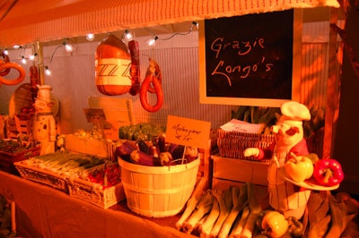 A market stall filled with fresh produce donated by Longos—which Bridgepoint Health in turn donated to Second Harvest—added to the Italian theme.