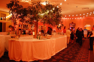 A lemon tree sat in the middle of the bar in the reception space.