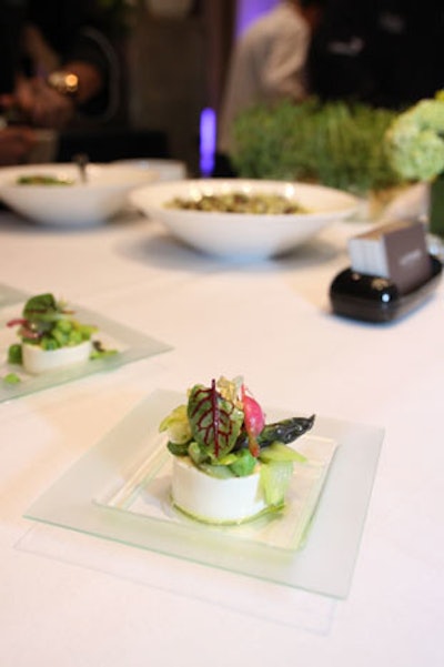 John Suley of Miami's Gotham Steak served a spring pea custard with a spring vegetable salad and Champagne vinaigrette.