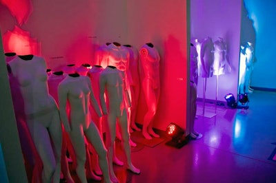 Designers highlighted the studio's mannequin collection with lights that 'danced to the beat of the music,' said Revel designer Clint Paton.