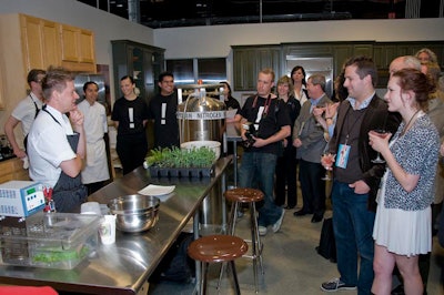 Richard Blais, a finalist from the fourth season of Top Chef, performed a cooking demo in one of the studio's kitchens.