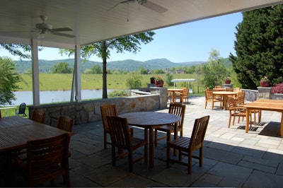 The partially covered patio holds 50 for a reception.