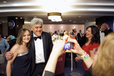 White House Correspondents Association dinner headliner Jay Leno posed for photos during the pre-parties at the Hilton on Saturday.