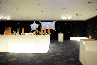 Thomson Reuters decorated its pre-party space at the Hilton with glowing bars, and a DJ spun lounge music.