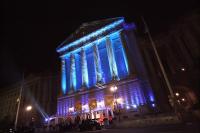 MSNBC guests arrived to find a 20-seat check-in table in front of the dramatically lit Mellon Auditorium.