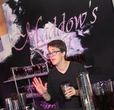 Rachel Maddow made three specialty cocktails at her own bar at the MSNBC party.