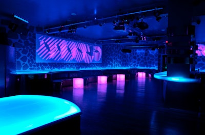 The tops or the bars and banquettes are illuminated from within, with multiple color options available.