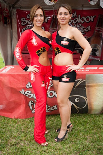 Famosa beer spokesmodels served the Guatemalan brew at the brand's tent in the general admission area and bars in the V.I.P. pavilion.