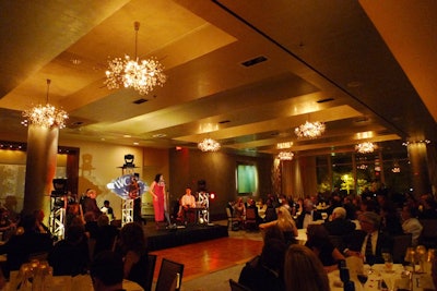 The event space was structured to resemble the set of a 1940s radio program.