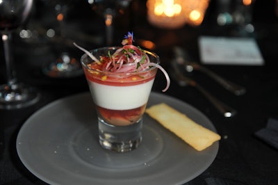 Chef Jamie Kennedy served a dessert called Boarding School Blancmange during the V.I.P. dinner, attended by 500 guests.