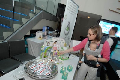 A Baby Bjorn representative showcased the company's signature baby carrier and other must-have accessories for new moms.